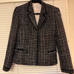 TAHARI Bouclé Tweed Blazer – Textured Multicolor Career Jacket –